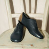 Richelieu plat en cuir lisse marine et paillettes champagne