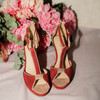 Charlotte plateforme en velours terracotta et irisé or rose