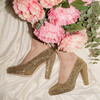Escarpin plateforme en glitter champagne