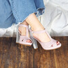 Sandale plateforme rose poudrée et argentée