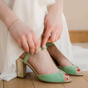 Sandale mariée vert d'eau