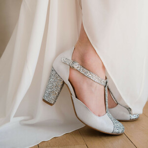 Chaussure mariée blanche et argent