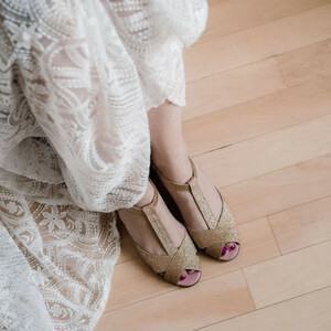 chaussure mariée paillette dorée