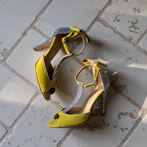 Charlotte high en velours jaune et glitter argent