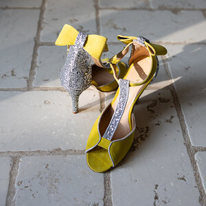 Charlotte high en velours jaune et glitter argent