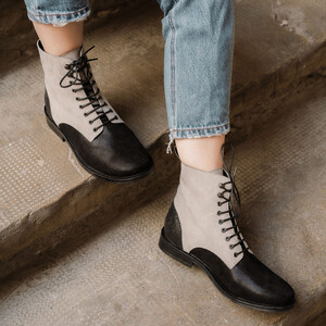Boots à lacets en velours gris irisé et glitter paillettes noir