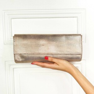 pochette mariage longue vipérine bronze 