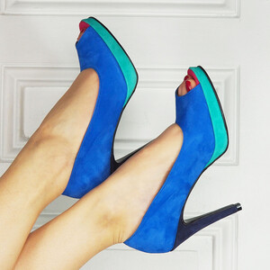 Escarpin plateforme bleu électrique