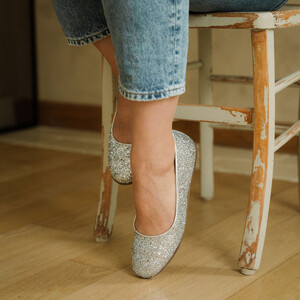 Ballerines en glitter argent