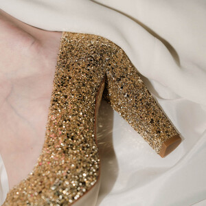 Escarpin plateforme en glitter champagne