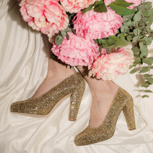 Escarpin plateforme en glitter champagne