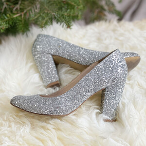 Escarpins en glitter argent