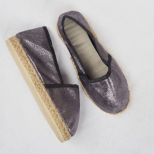 Espadrille enfant en paillettes chrome