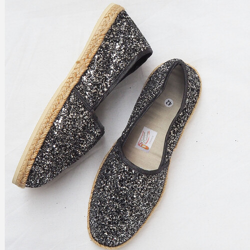 Espadrille femme en glitter chrome