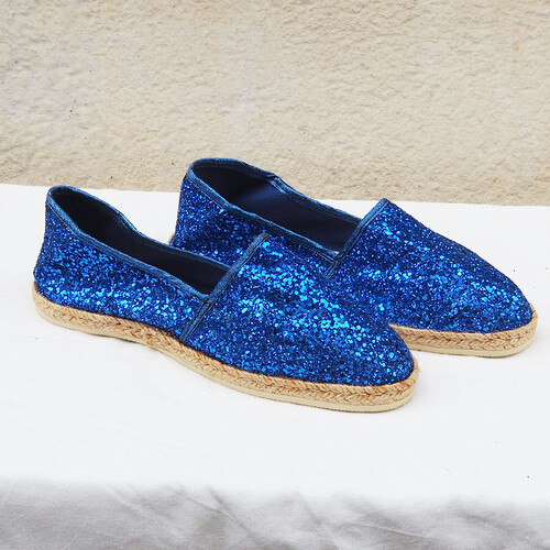 Espadrille femme en glitter bleu Espadrille femme en glitter bleu
