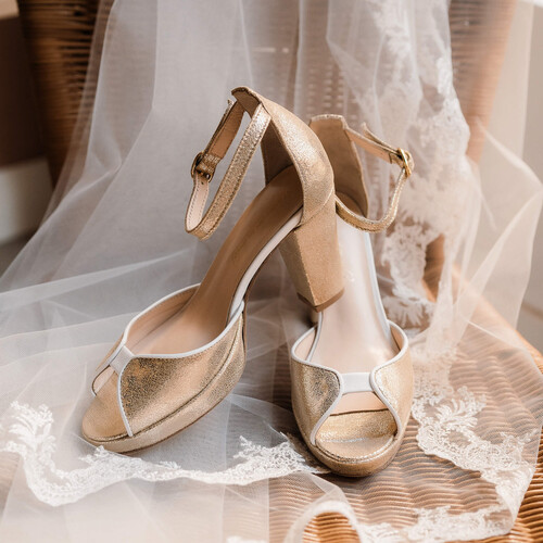 Golden wedding sandals
