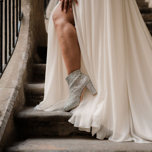 Silver wedding ankle boots