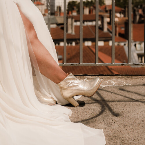 Golden wedding ankle boot