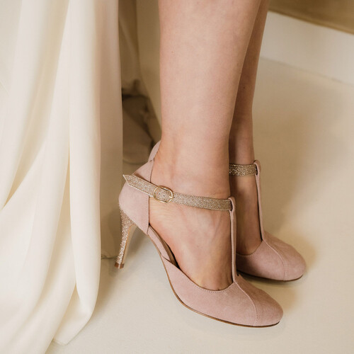 Pink glitter heel shoe