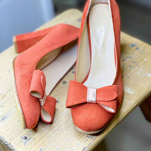 Escarpin en velours terracotta