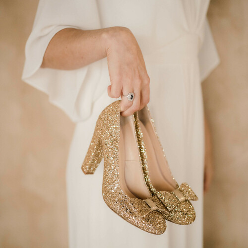 Escarpin en glitter champagne 