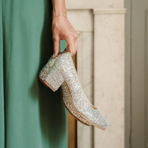 escarpin glitter argent petit talon