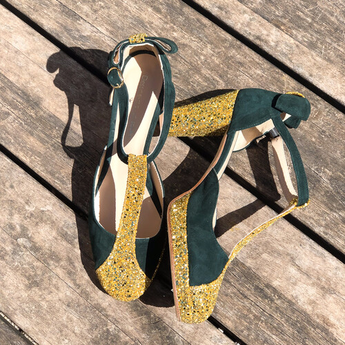 Salomé vert sapin et paillettes or