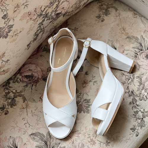 Salomé plateforme en cuir lisse blanc