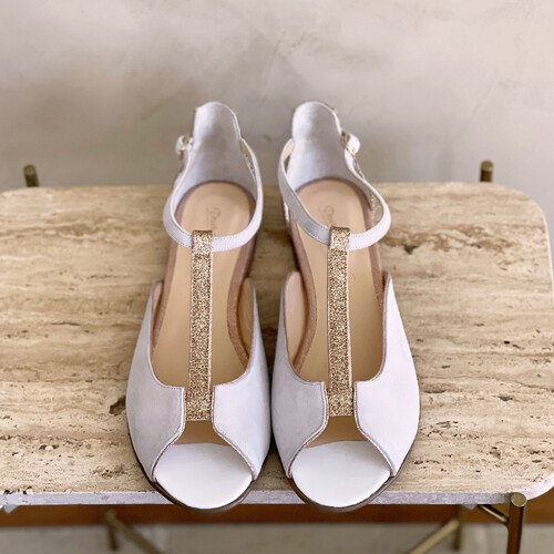 Sandales mariée blanches et dorées