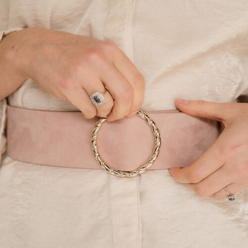 Ceinture Ysé en velours vieux rose