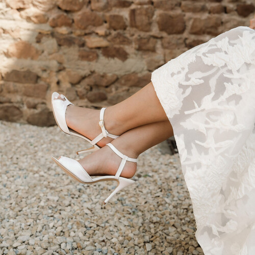 Charlotte High en fines paillettes et cuir lisse blanc