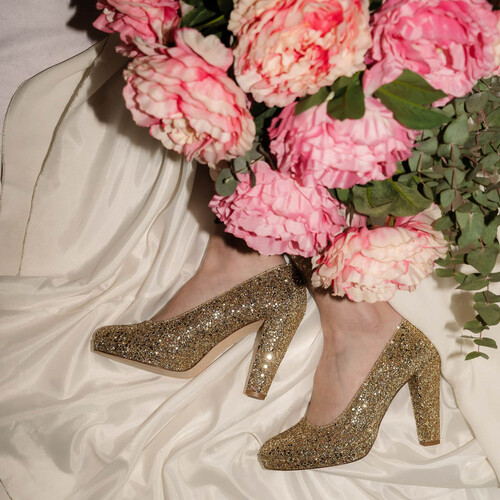 Escarpin plateforme en glitter champagne