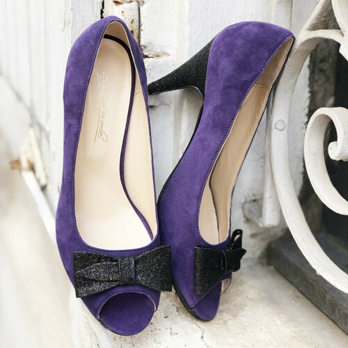 Escarpin velours violet et fine paillette starlight Escarpin violet