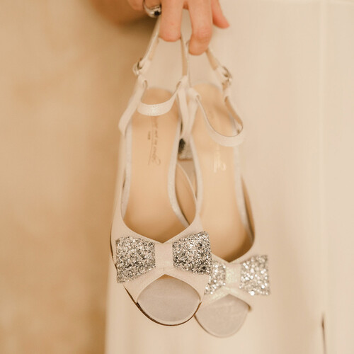 chaussure de mariée pailletée blanche