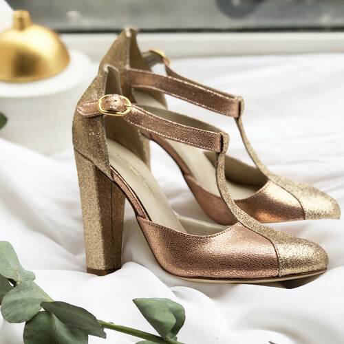 Chaussures de mariage or rose