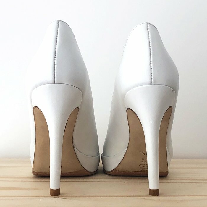 Escarpin plateforme en cuir lisse blanc Dessine moi un soulier