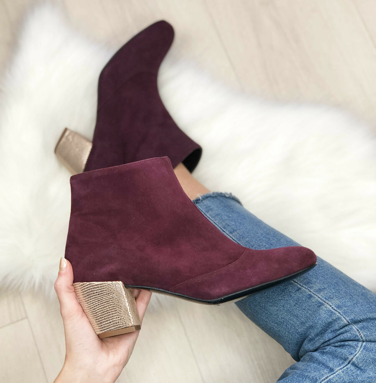 Bottines lie de vin